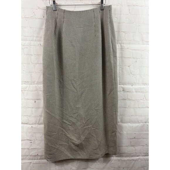 Spiegel Vintage Skirt Womens Size 10 Missy Black Ivory Houndstooth Front Buttons - Picture 2 of 6